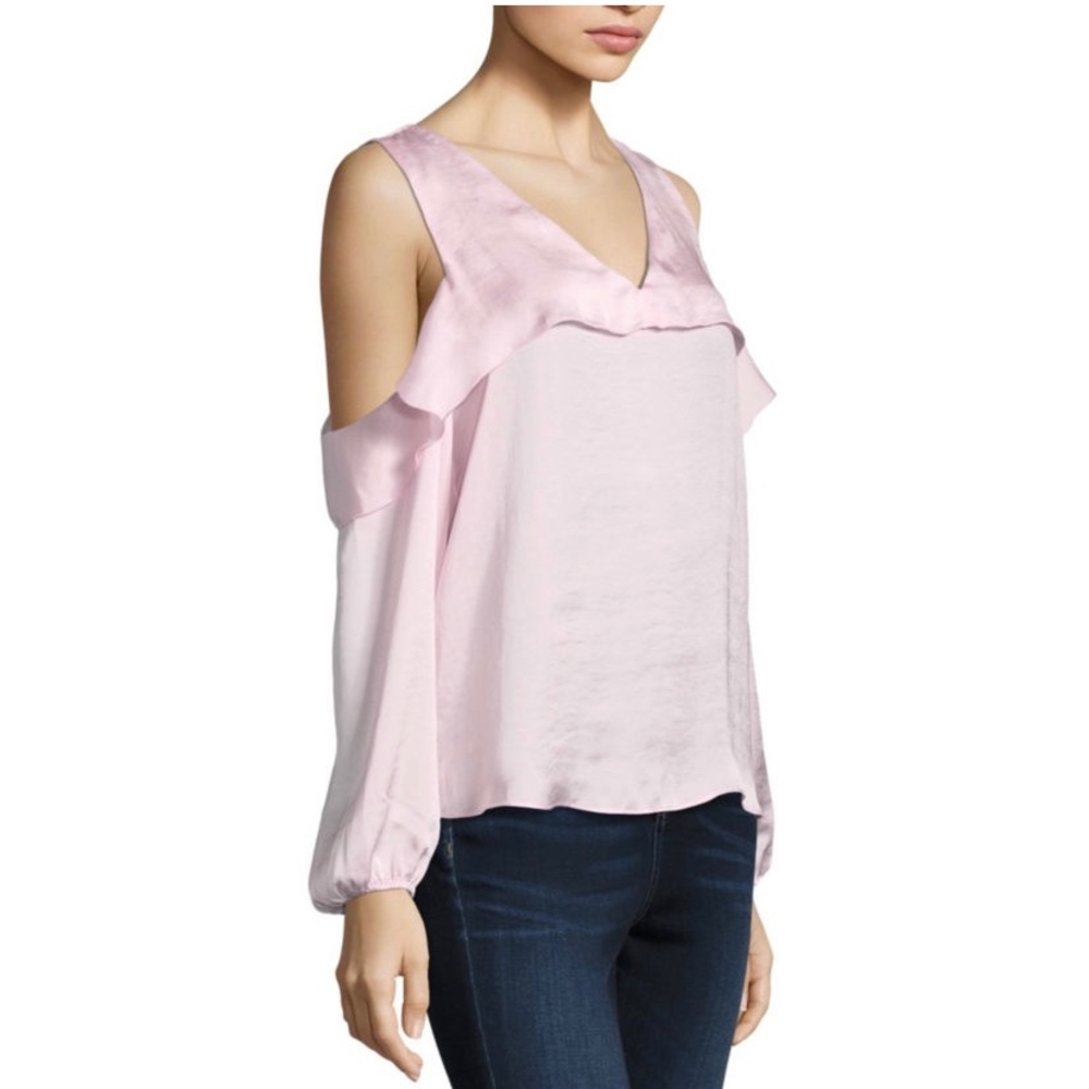 NWT Libby Edelman L/S Cold Shoulder Ruffle Blouse - Picture 2 of 4